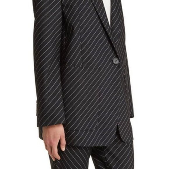 Hugo Boss Black Oversize-fit Jacket In Striped Stretch Wool - Picture 7 of 7
